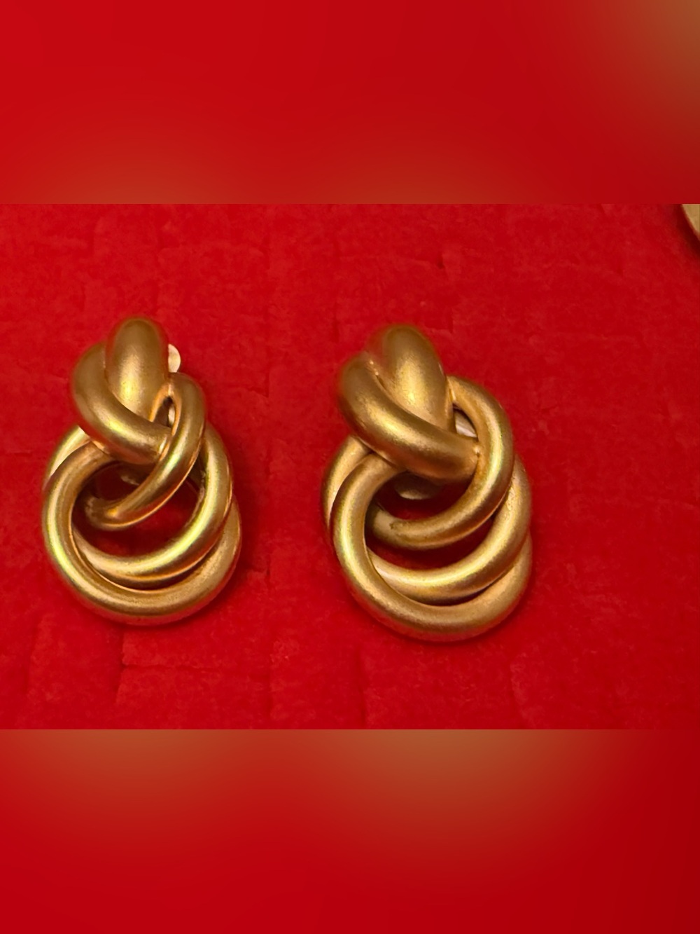 Vintage Matte Gold Knot Drop Earrings 80s Statement - Women Jewelry